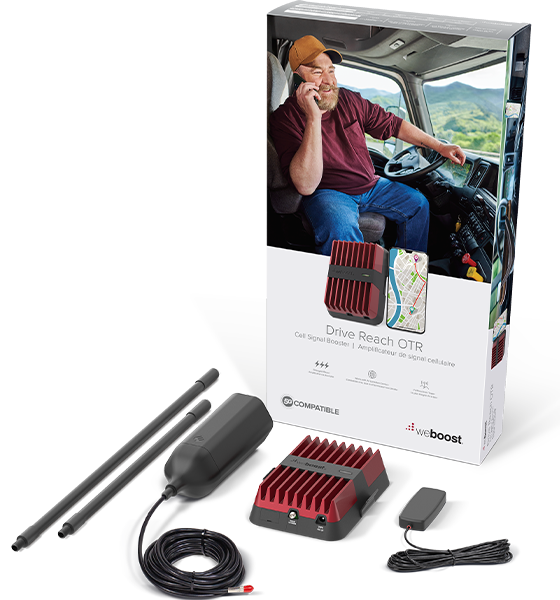 weboost Drive Reach OTR Cellular Signal Booster Kit_Black_box and set