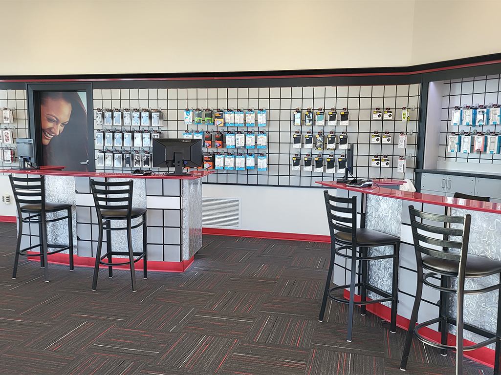 Interior of Verizon store in Lockwood, MT